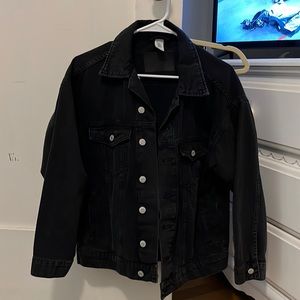 H&M Oversized Black Denim Button Up Jacket